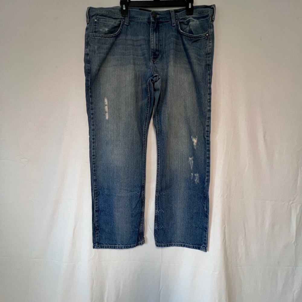 Men's Marc Anthony Slim Fit  Size 40X32 Distressed Blue Jeans